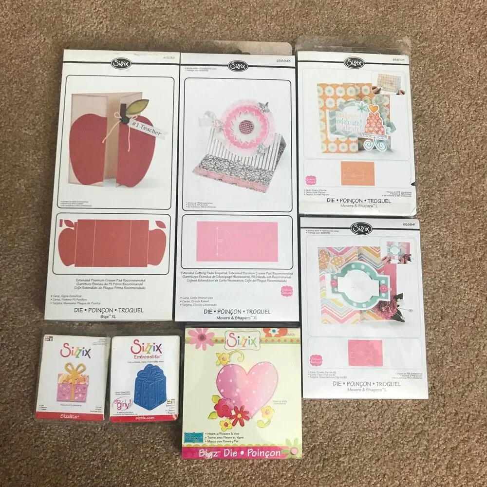 Lot 7 Sizzix Craft Kits supplies die embellish cards